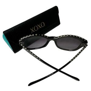 XOXO Black Women's Sunglasses with Silve Beads, Hard Case